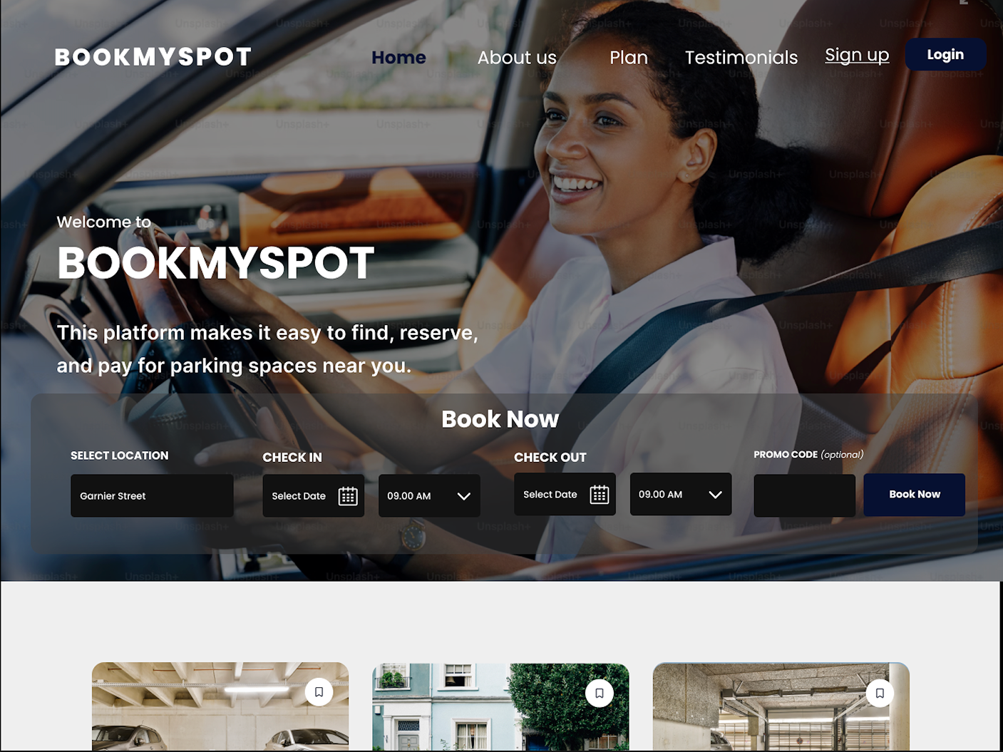 BookMySpot - web screen 1